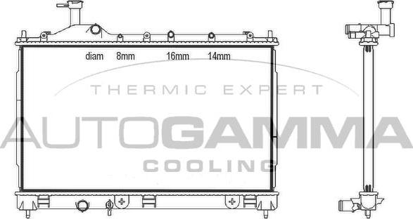 Autogamma 107568 - Радиатор, охлаждение двигателя autosila-amz.com