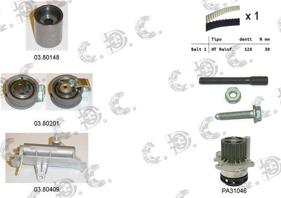 Autokit 04.5130PA - Водяной насос + комплект зубчатого ремня ГРМ autosila-amz.com