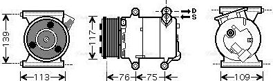 Ava Quality Cooling AUAK185 - Компрессор кондиционера FORD GALAXY (2006) 2.2 TDCI autosila-amz.com