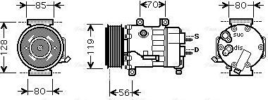 Ava Quality Cooling CNAK256 - Компрессор кондиционера autosila-amz.com