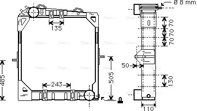 Ava Quality Cooling ME 2170 - Радиатор, охлаждение двигателя autosila-amz.com