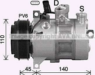 Ava Quality Cooling MSK747 - Компрессор кондиционера autosila-amz.com