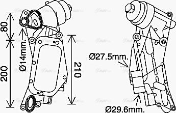 Ava Quality Cooling OL3684H - Радиатор масляный с фильтром Opel Mokka 2013- 1.8 autosila-amz.com