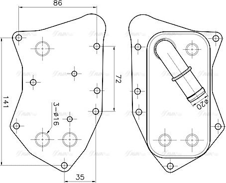 Ava Quality Cooling OL3749 - Масляный радиатор, двигательное масло autosila-amz.com