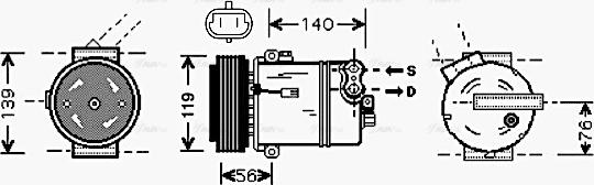 Ava Quality Cooling OLAK463 - Компрессор кондиционера autosila-amz.com