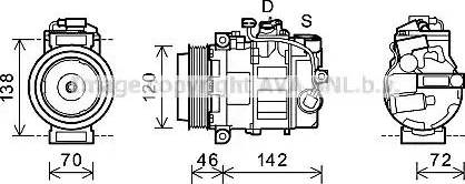 Ava Quality Cooling PRK074 - Компрессор кондиционера autosila-amz.com