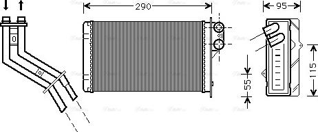 Ava Quality Cooling RT 6227 - Радиатор отопителя салона RENAULT GRAND SCENIC 04-, MEGANE 97-99, SCENIC I 99-03, autosila-amz.com