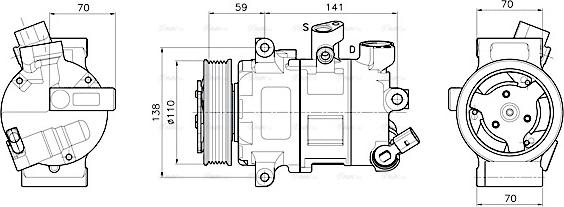 Ava Quality Cooling VNAK341 - Компрессор кондиционера VW SCIROCCO (2009) 1.4 TSI autosila-amz.com