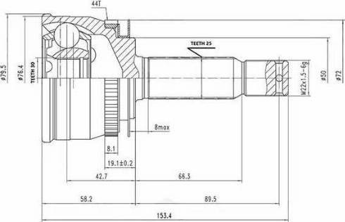 Aywiparts AW1510021A - Шарнирный комплект, ШРУС, приводной вал autosila-amz.com