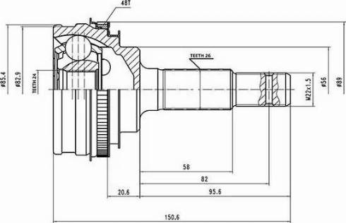 Aywiparts AW1510108A - Шарнирный комплект, ШРУС, приводной вал autosila-amz.com