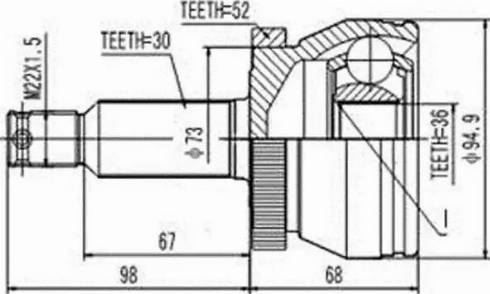 Aywiparts AW1510131A - Шарнирный комплект, ШРУС, приводной вал autosila-amz.com