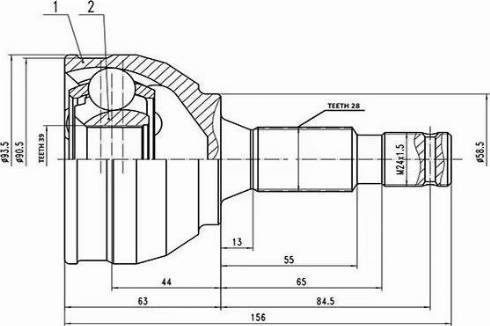 Aywiparts AW1510824 - Шарнирный комплект, ШРУС, приводной вал autosila-amz.com