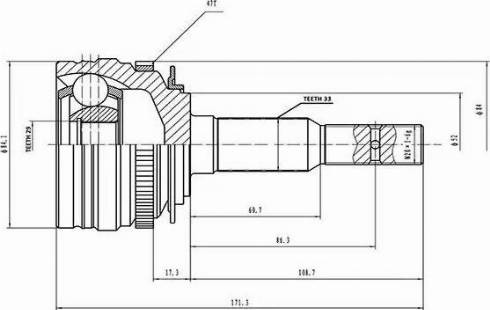 Aywiparts AW1510875A - Шарнирный комплект, ШРУС, приводной вал autosila-amz.com