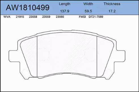 Aywiparts AW1810499 - Тормозные колодки, дисковые, комплект autosila-amz.com