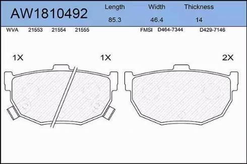 Aywiparts AW1810492 - Тормозные колодки, дисковые, комплект autosila-amz.com