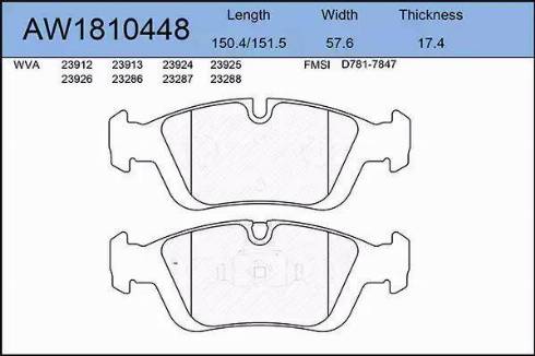 Aywiparts AW1810448 - Тормозные колодки, дисковые, комплект autosila-amz.com