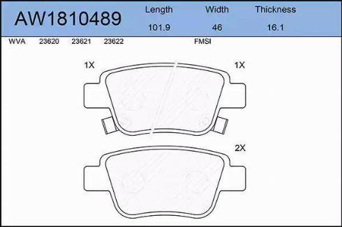 Aywiparts AW1810489 - Тормозные колодки, дисковые, комплект autosila-amz.com