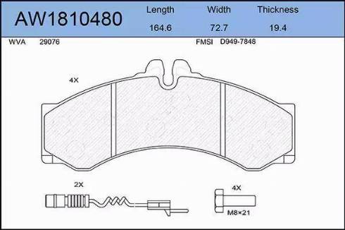 Aywiparts AW1810480 - Тормозные колодки, дисковые, комплект autosila-amz.com