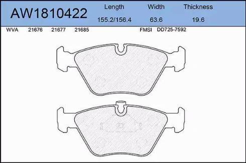 Aywiparts AW1810422 - Тормозные колодки, дисковые, комплект autosila-amz.com