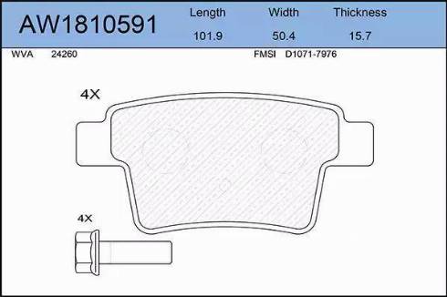 Aywiparts AW1810591 - Тормозные колодки, дисковые, комплект autosila-amz.com