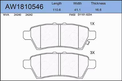 Aywiparts AW1810546 - Тормозные колодки, дисковые, комплект autosila-amz.com