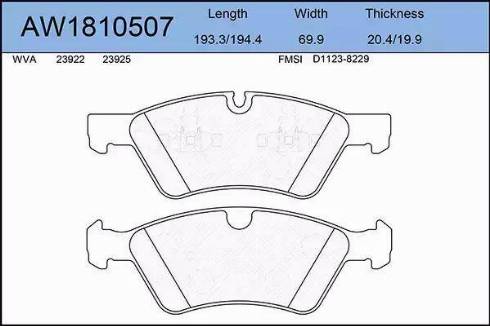 Aywiparts AW1810507 - Тормозные колодки, дисковые, комплект autosila-amz.com