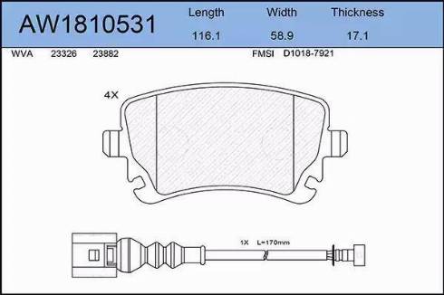 Aywiparts AW1810531 - Тормозные колодки, дисковые, комплект autosila-amz.com