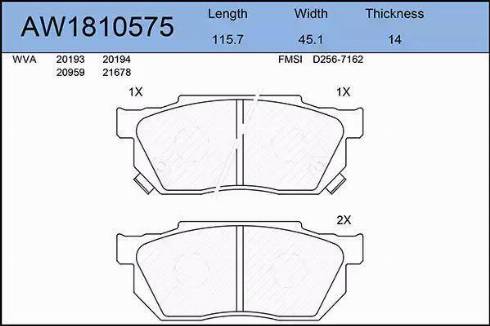 Aywiparts AW1810575 - Тормозные колодки, дисковые, комплект autosila-amz.com