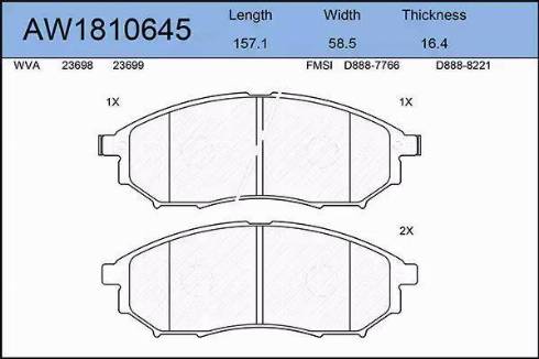 Aywiparts AW1810645 - Тормозные колодки, дисковые, комплект autosila-amz.com