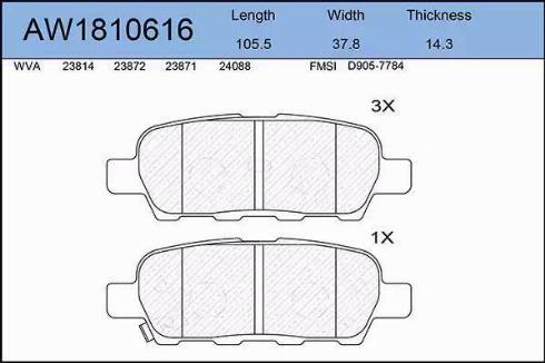 Aywiparts AW1810616 - Тормозные колодки, дисковые, комплект autosila-amz.com