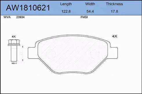 Aywiparts AW1810621 - Тормозные колодки, дисковые, комплект autosila-amz.com