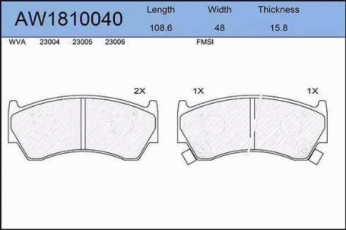 Aywiparts AW1810040 - Тормозные колодки, дисковые, комплект autosila-amz.com