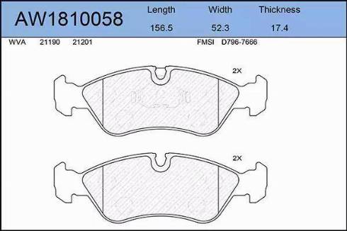 Aywiparts AW1810058 - Тормозные колодки, дисковые, комплект autosila-amz.com