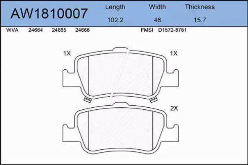 Aywiparts AW1810007 - Тормозные колодки, дисковые, комплект autosila-amz.com