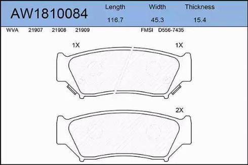 Aywiparts AW1810084 - Тормозные колодки, дисковые, комплект autosila-amz.com