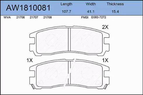 Aywiparts AW1810081 - Тормозные колодки, дисковые, комплект autosila-amz.com