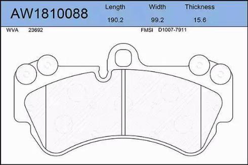 Aywiparts AW1810088 - Тормозные колодки, дисковые, комплект autosila-amz.com