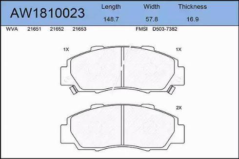 Aywiparts AW1810023 - Тормозные колодки, дисковые, комплект autosila-amz.com