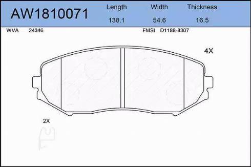 Aywiparts AW1810071 - Тормозные колодки, дисковые, комплект autosila-amz.com