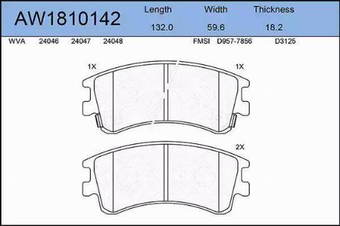 Aywiparts AW1810142 - Тормозные колодки, дисковые, комплект autosila-amz.com