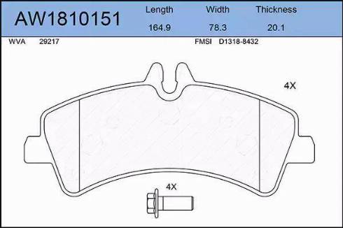 Aywiparts AW1810151 - Тормозные колодки, дисковые, комплект autosila-amz.com