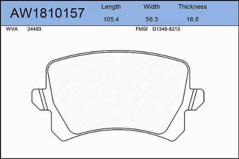 Aywiparts AW1810157 - Колодки тормозные VW Passat 1.6-3.2 05-10, Tiguan 1.4-2.0 07--, Audi Q3 11--, A6 08-- задние autosila-amz.com