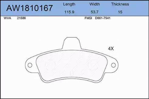 Aywiparts AW1810167 - Тормозные колодки, дисковые, комплект autosila-amz.com