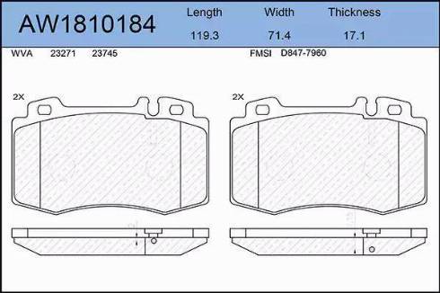 Aywiparts AW1810184 - Тормозные колодки, дисковые, комплект autosila-amz.com