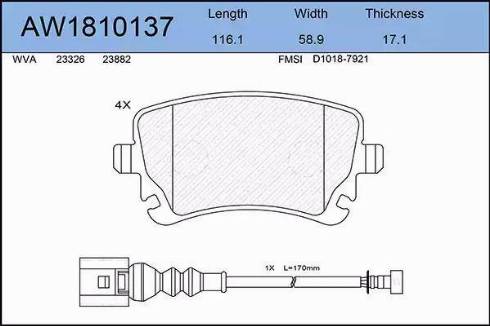 Aywiparts AW1810137 - Тормозные колодки, дисковые, комплект autosila-amz.com