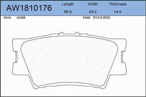 Aywiparts AW1810176 - Тормозные колодки, дисковые, комплект autosila-amz.com