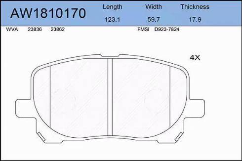 Aywiparts AW1810170 - Тормозные колодки, дисковые, комплект autosila-amz.com