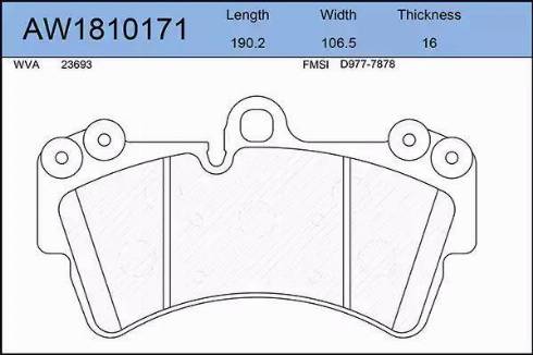 Aywiparts AW1810171 - Тормозные колодки, дисковые, комплект autosila-amz.com