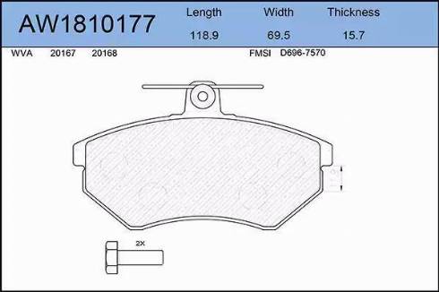 Aywiparts AW1810177 - Тормозные колодки, дисковые, комплект autosila-amz.com