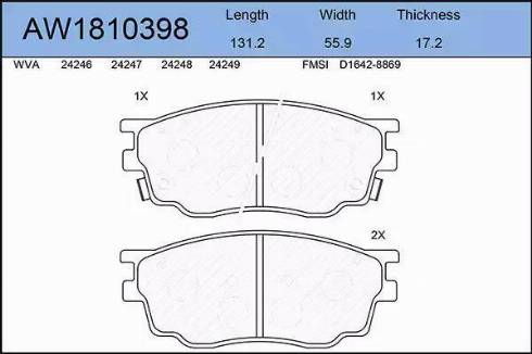 Aywiparts AW1810398 - Тормозные колодки, дисковые, комплект autosila-amz.com